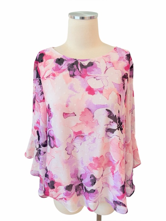 KASPER Tops - KASPER Floral Flutter Sleeve Blouse Sz M